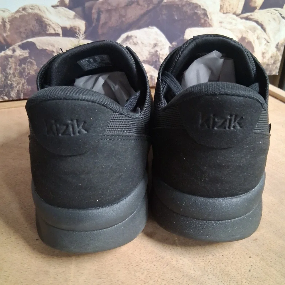 Kizik Lima Hands-Free Sneakers Mens 11 W wide Triple Black Knit Shoes Slip On